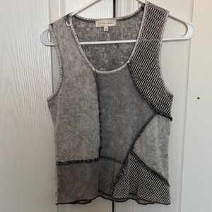 Gilded Intent Black and Gray Patchwork Tank Top